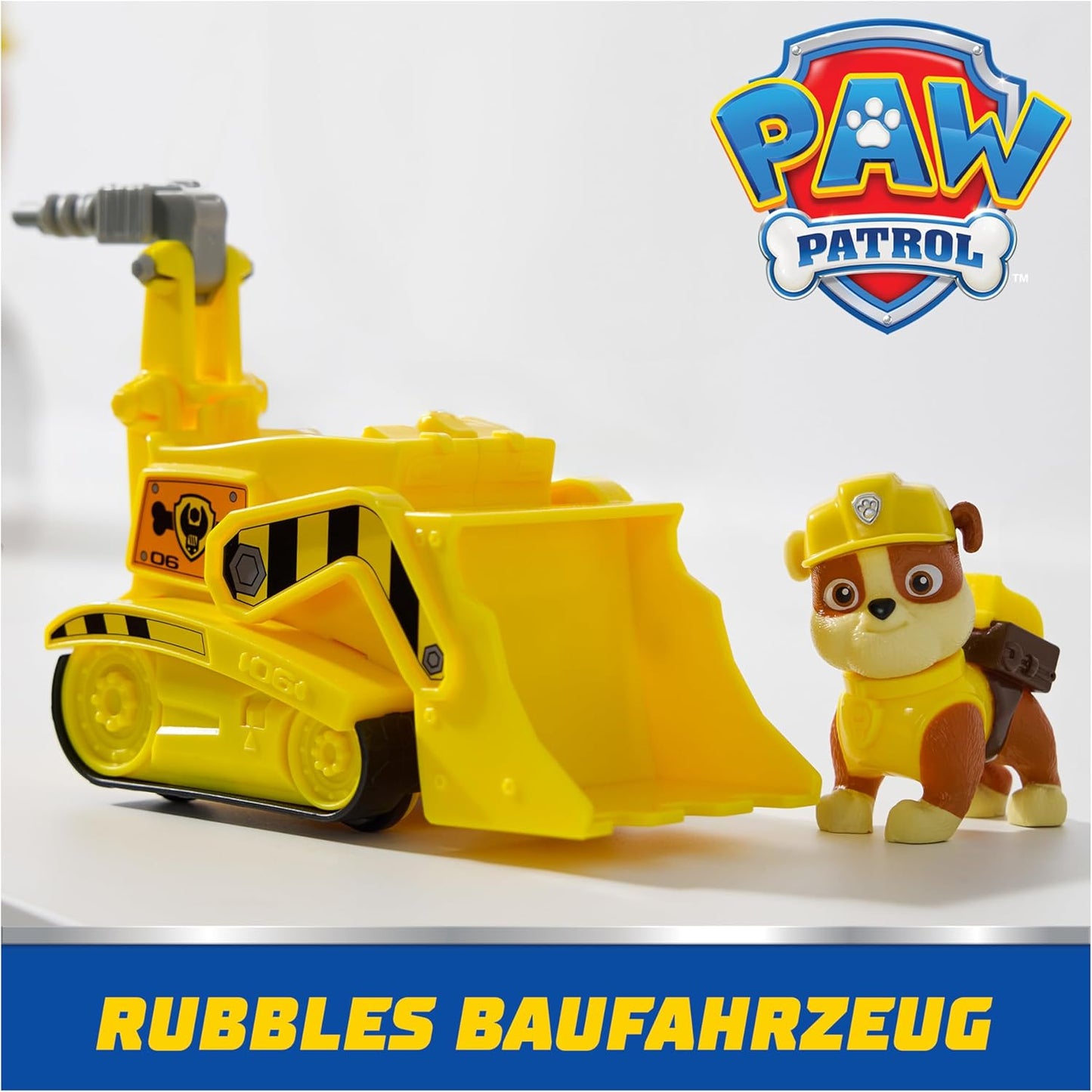 PAW PATROL, Baufahrzeug mit Rubble Spielfigur (Basis Fahrzeug, 2025), Spielzeug für Kinder ab 3 Jahren