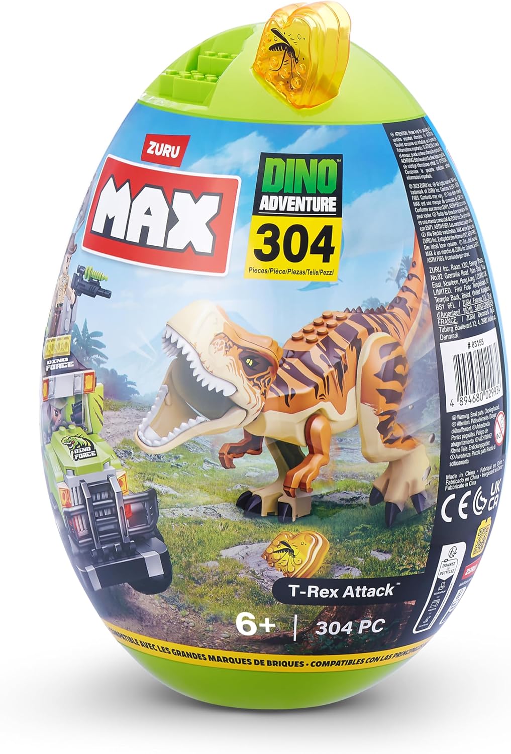 Max Build More Dino Adventure T-Rex Attack (304 pieces) Building Bricks Toys For Kids 5+ Create Dinos Vehicles and More Unbox Discover