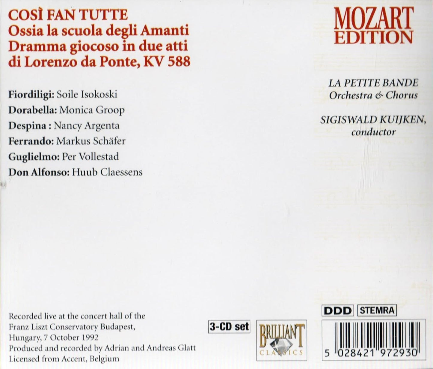 Wolfgang Amadeus Mozart - Cos?¼ Fan Tutte