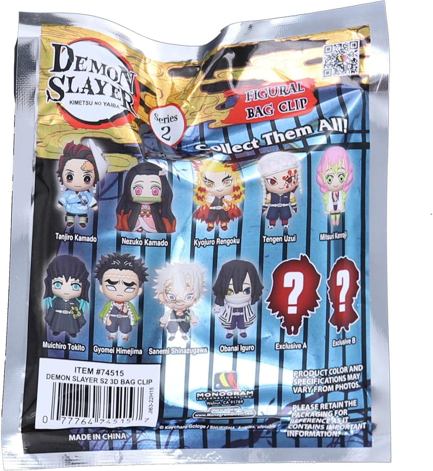 Demon Slayer 3D Foam Bag Clip - Series 2 (Single Blind Bag