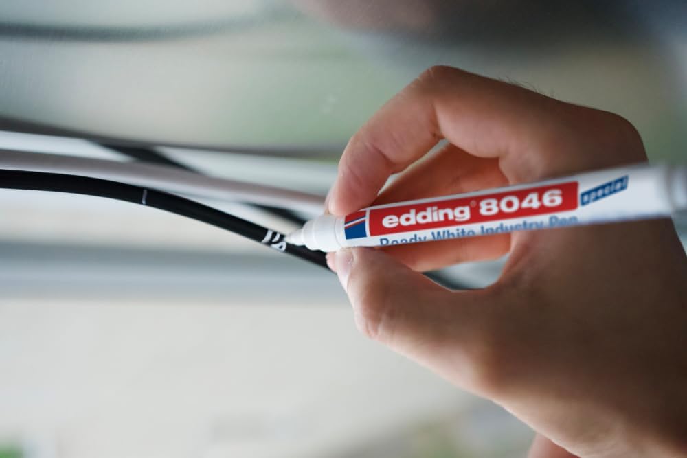edding 8046 Ready white industry pen - white - 10 pens - round nib 1-3 mm - white permanent marker for marking and labelling metal, glass, stone or plastic - permanent & Smudge-proof