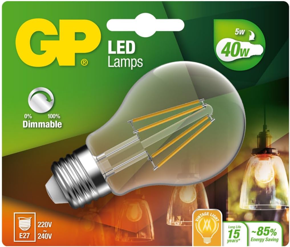 `Gp - Led Lamp Classic Filament, E27, Dim, 5W (40W), 470Lm`