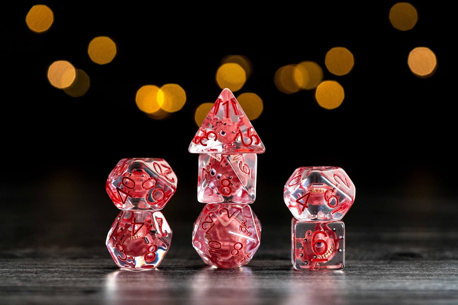 FanRoll Officially Licensed Dungeons & Dragons Red Liquid Core Dice Set