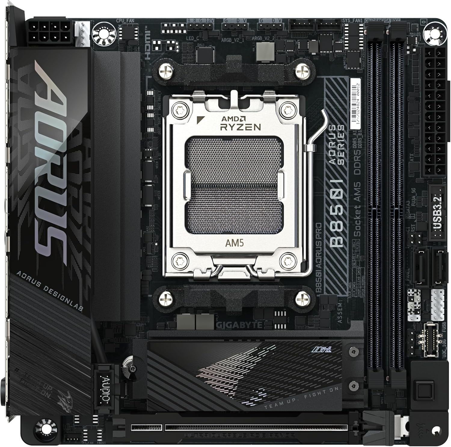 GIGABYTE B850I AORUS PRO Motherboard - AMD Ryzen 9000 Series CPUs, 8+2+1 Phases Digital VRM, up to 8400MHz DDR5 (OC), 1xPCIe 5.0 + 1xPCIe 4.0 M.2, 2.5LAN, WIFI 7, USB 3.2 Gen 2