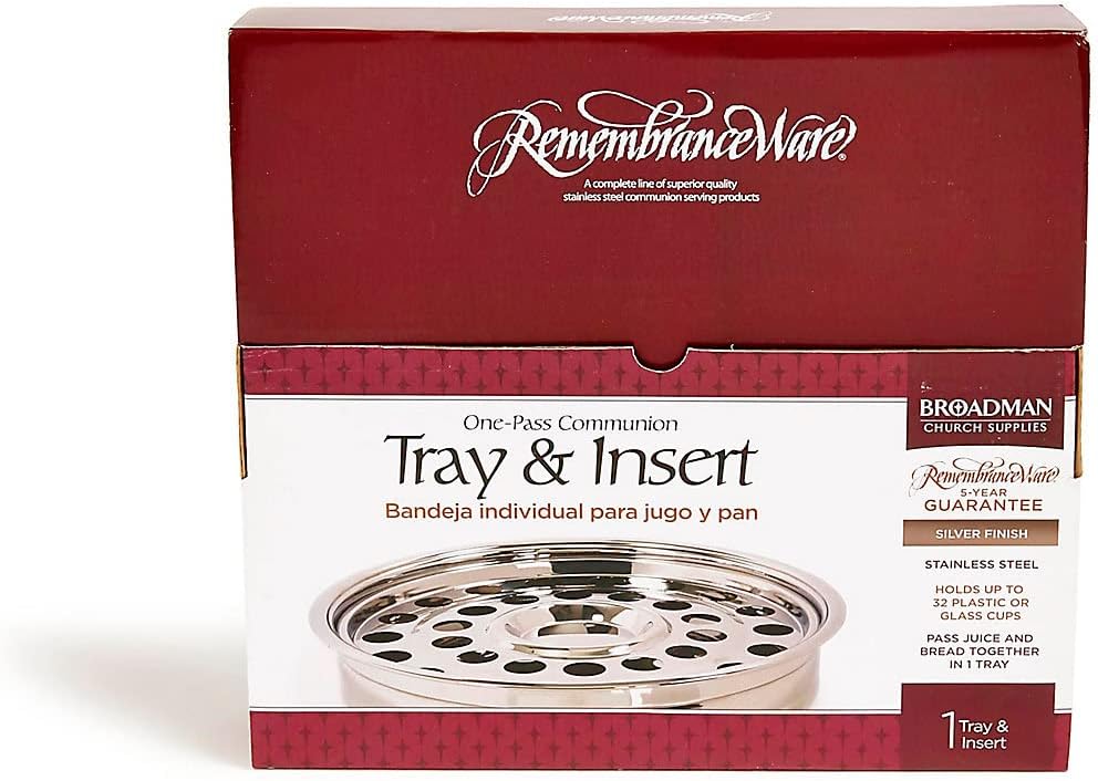 Broadman Church Supplies RemembranceWare Communion One Pass Tray & Disk, Silver