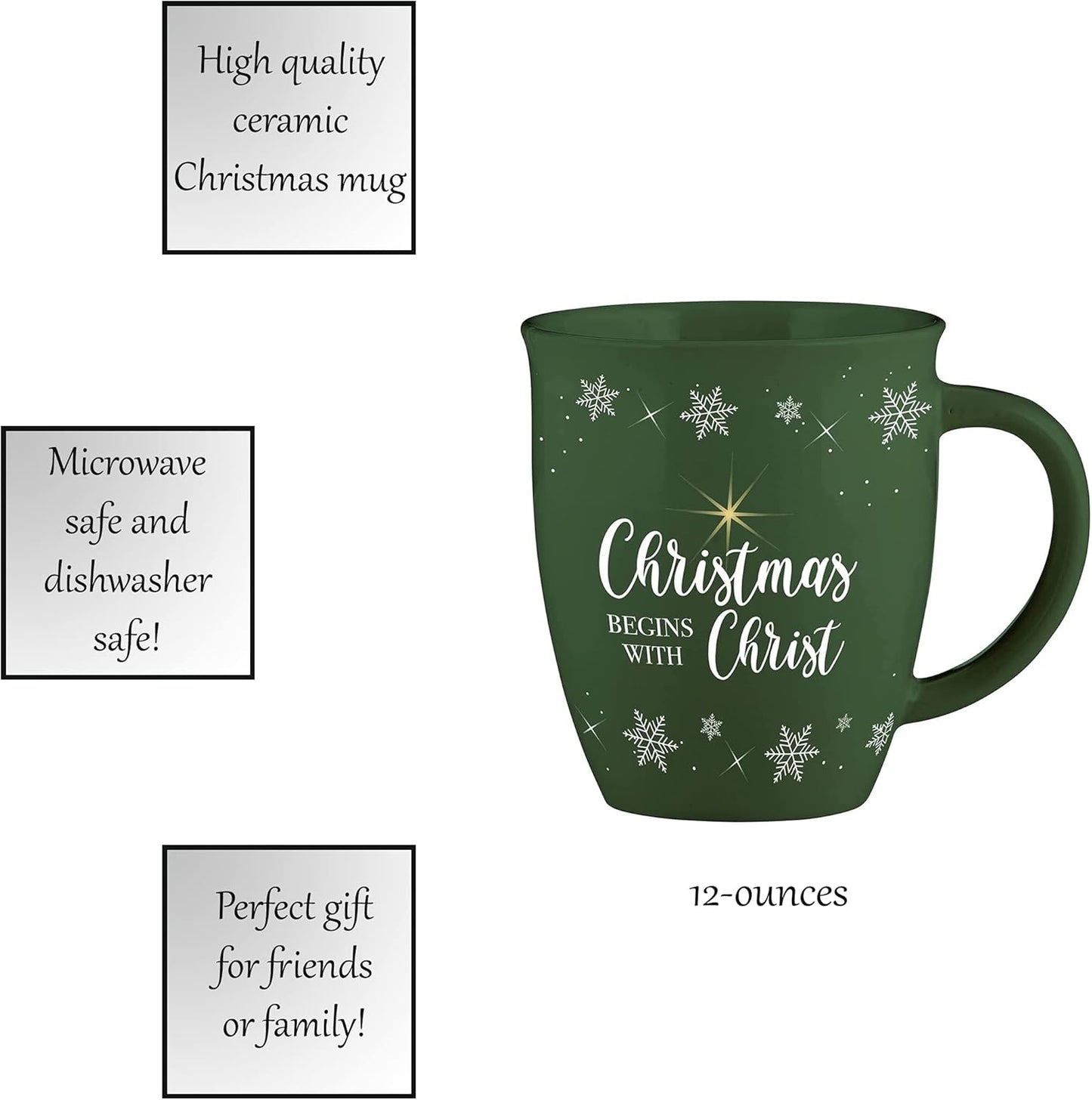 Creative Brands Faithworks Collection Ceramic Coffee Mug/Cup, 12-Ounce, Christmas Begins With Christ