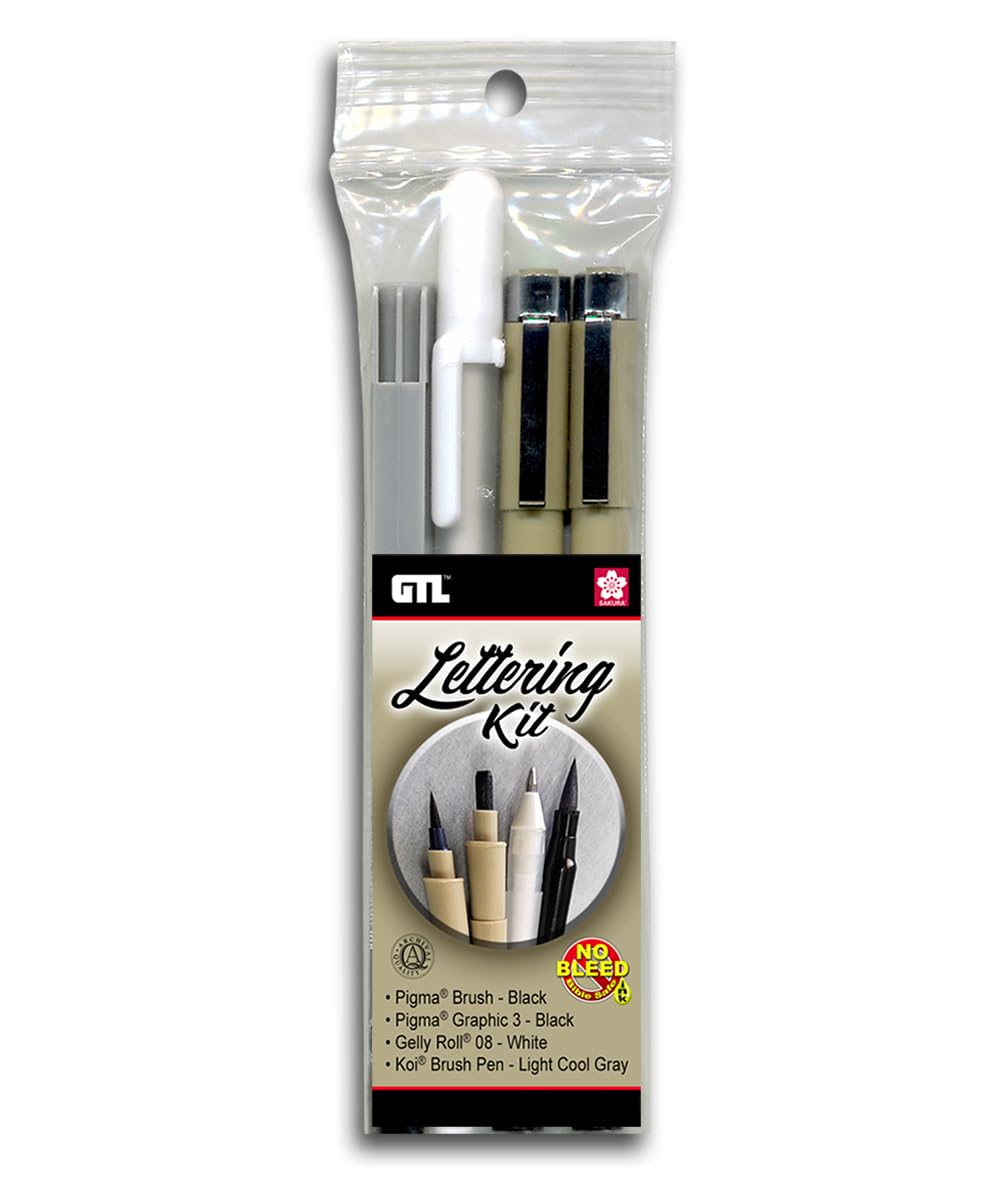 Pigma Micron, Gelly Roll & Koi - Illuminated Journaling Lettering Kit (Set of 4