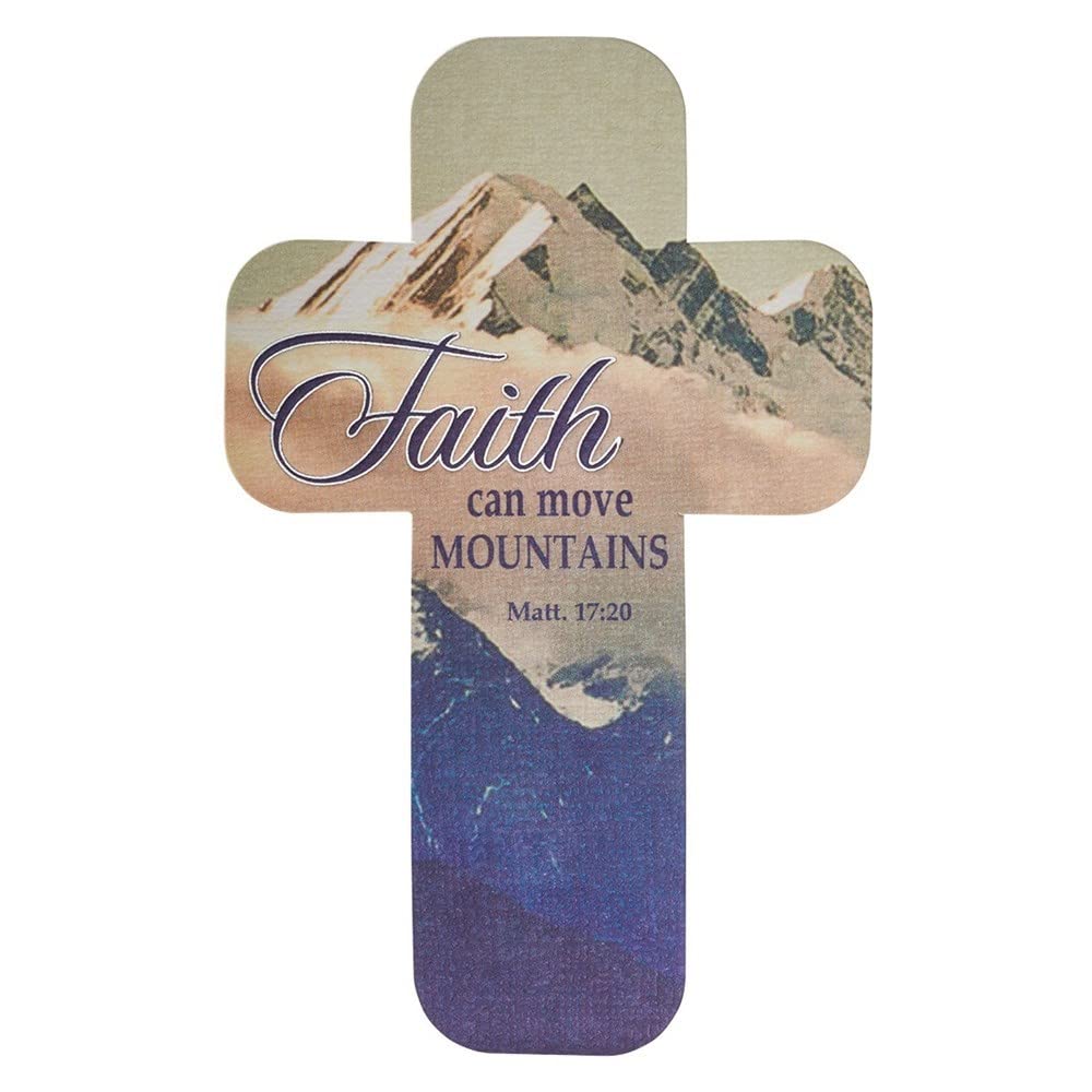 Christian Art Gifts Bookmark-Cross-Faith Can Move Mountains (Pack of 12)