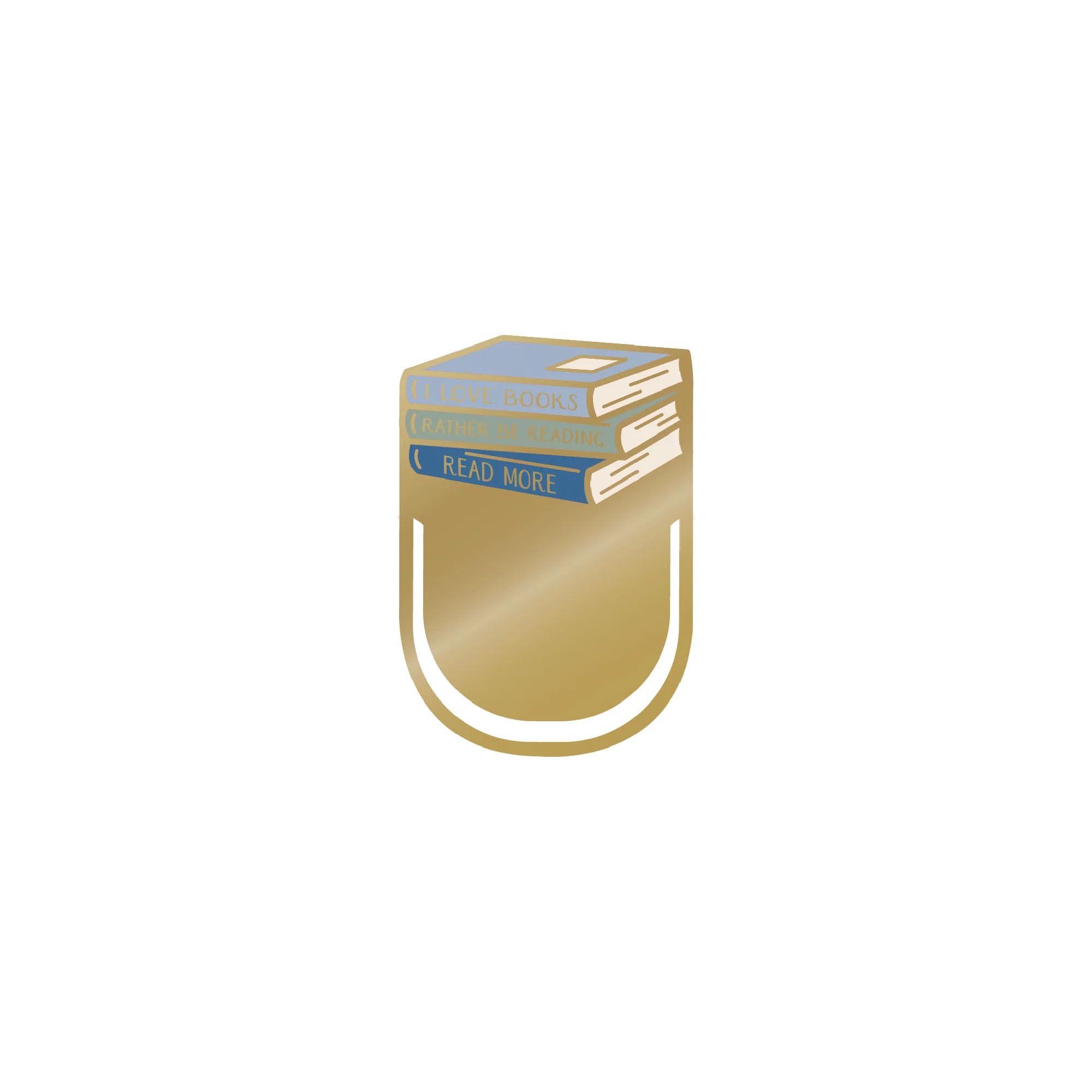 Half Moon Bay I Love Books - Rather Be Reading - Read More - Blue/Gold 2.8 x 2 Inch Zinc Alloy Paperclip Style Bookmark Place Holder