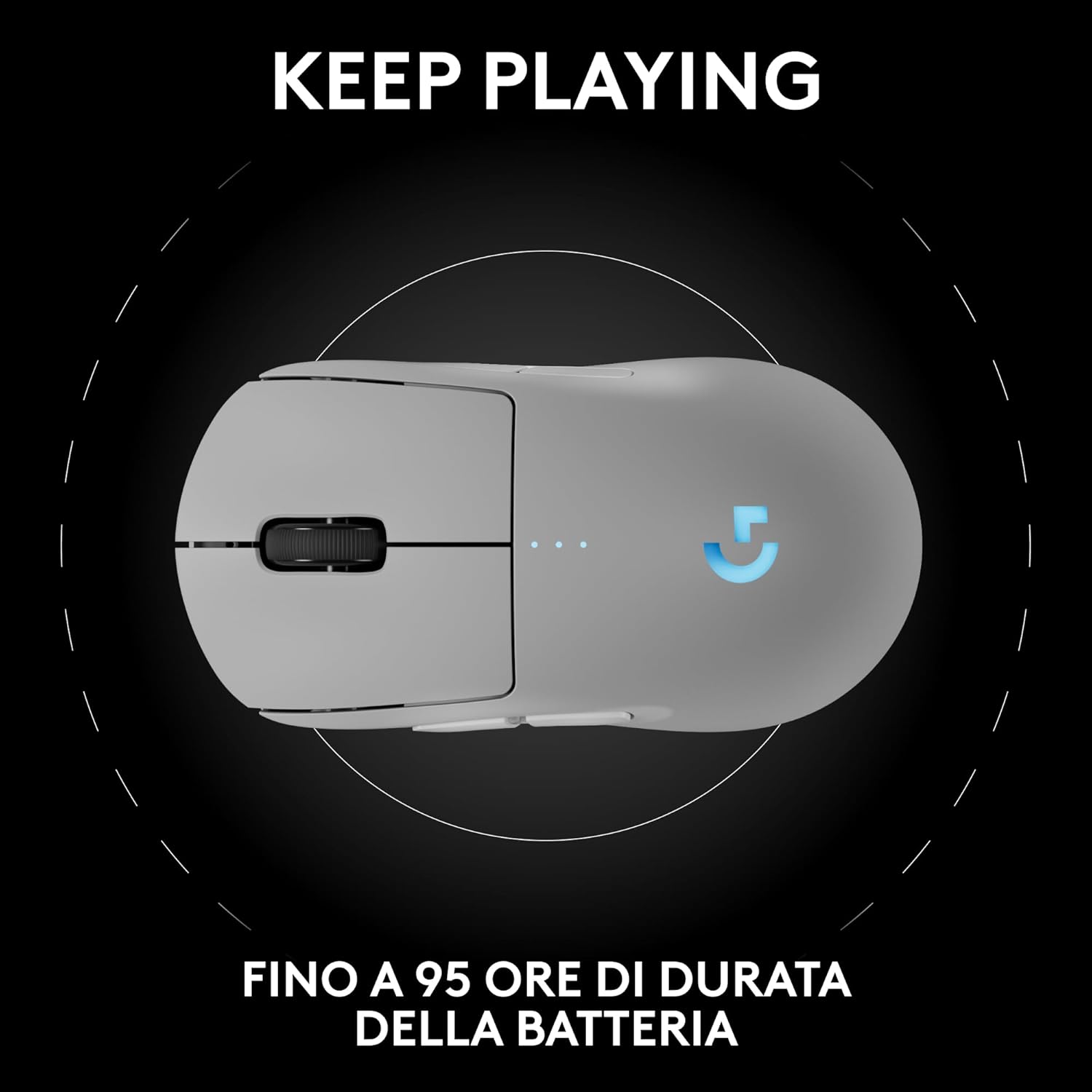 Logitech G PRO 2 LIGHTSPEED mouse da gaming wireless per destrimani o mancini, fino a 4 pulsanti laterali magnetici personalizzabili e commutabili, sensore da 44.000 DPI, USB-C, PC/Mac - Bianco
