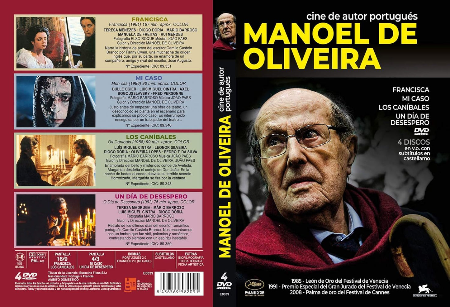 Manoel De Oliveira (Francisca- Mon Cas- Os Canibais- O Dia De Desespero) -4Dvd - (Spanish Edition)