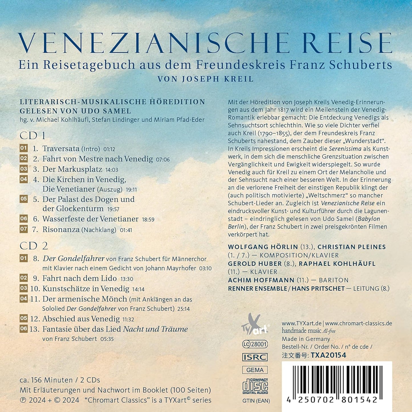 Venezianische Reise - Ein literarisch-musikalisches Reise-Tage-Hörbuch aus dem Schubert-Freundeskreis