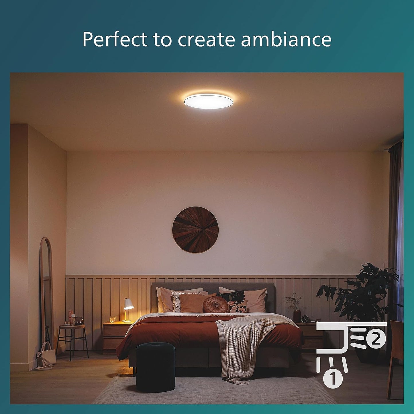 This sleek slim white ceiling light is designed to compliment any ceiling. The clean round lines of the main light are accented wi