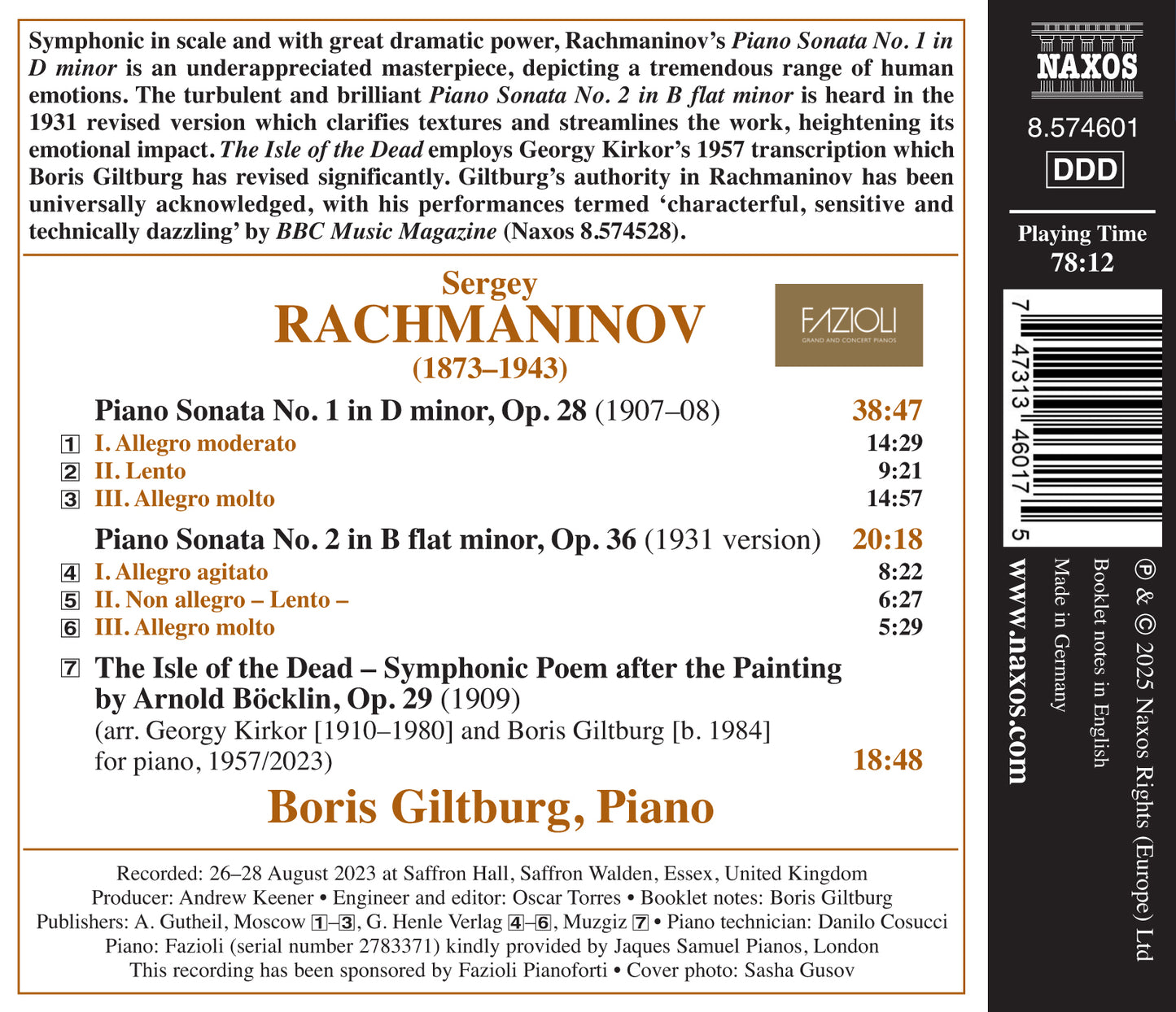 Rachmaninov: Piano Sonatas Nos. 1 & 2/The Isle of the Dead