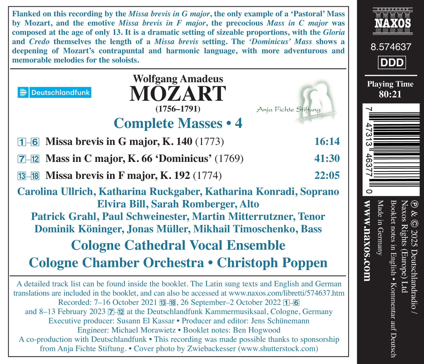 Mozart: Mass in C Major 'Dominicus'/Missa Brevis in G Major/...