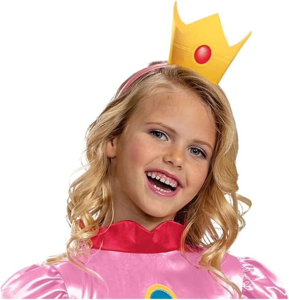 Nintendo Super Mario Princess Peach Fancy Dress for Kids, Officially Licensed by Disguise, Peach Costume for Girls, Includes Iconic Crown with Pink Layered Dress, for ages 3-4, 4-6, 7-8 years