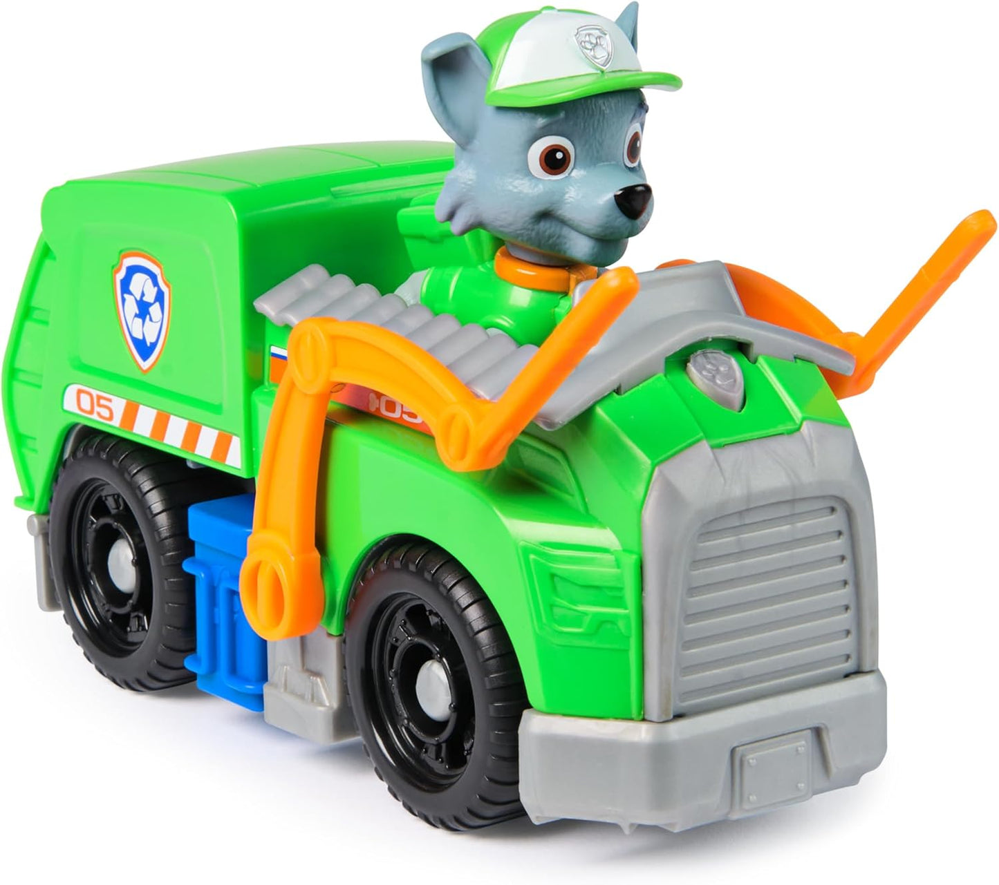 PAW PATROL, Recycling-Truck mit Rocky Spielfigur (Basis Fahrzeug, 2025), Spielzeug für Kinder ab 3 Jahren