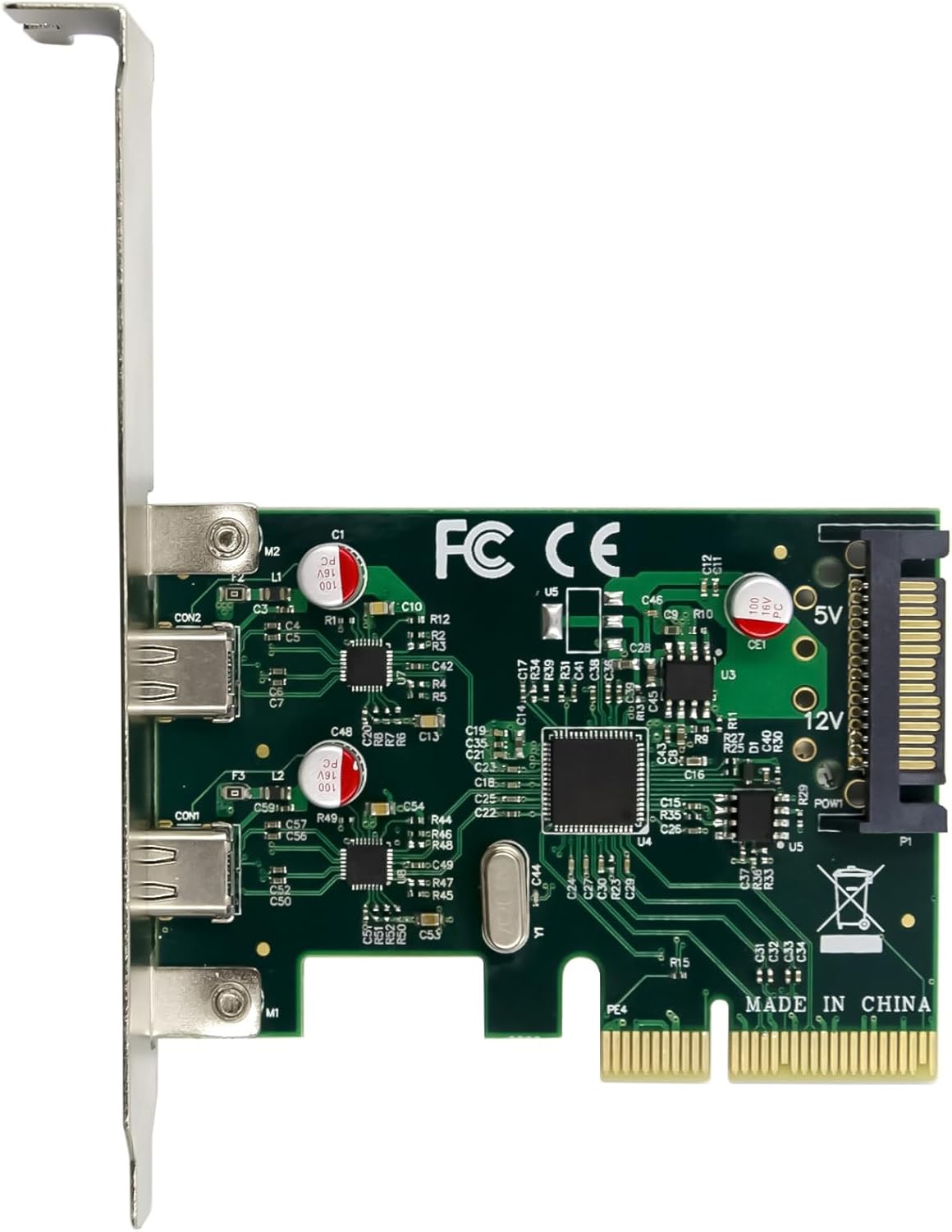2-Port Usb 3.2 Gen 2 Type-C Pcie Ca