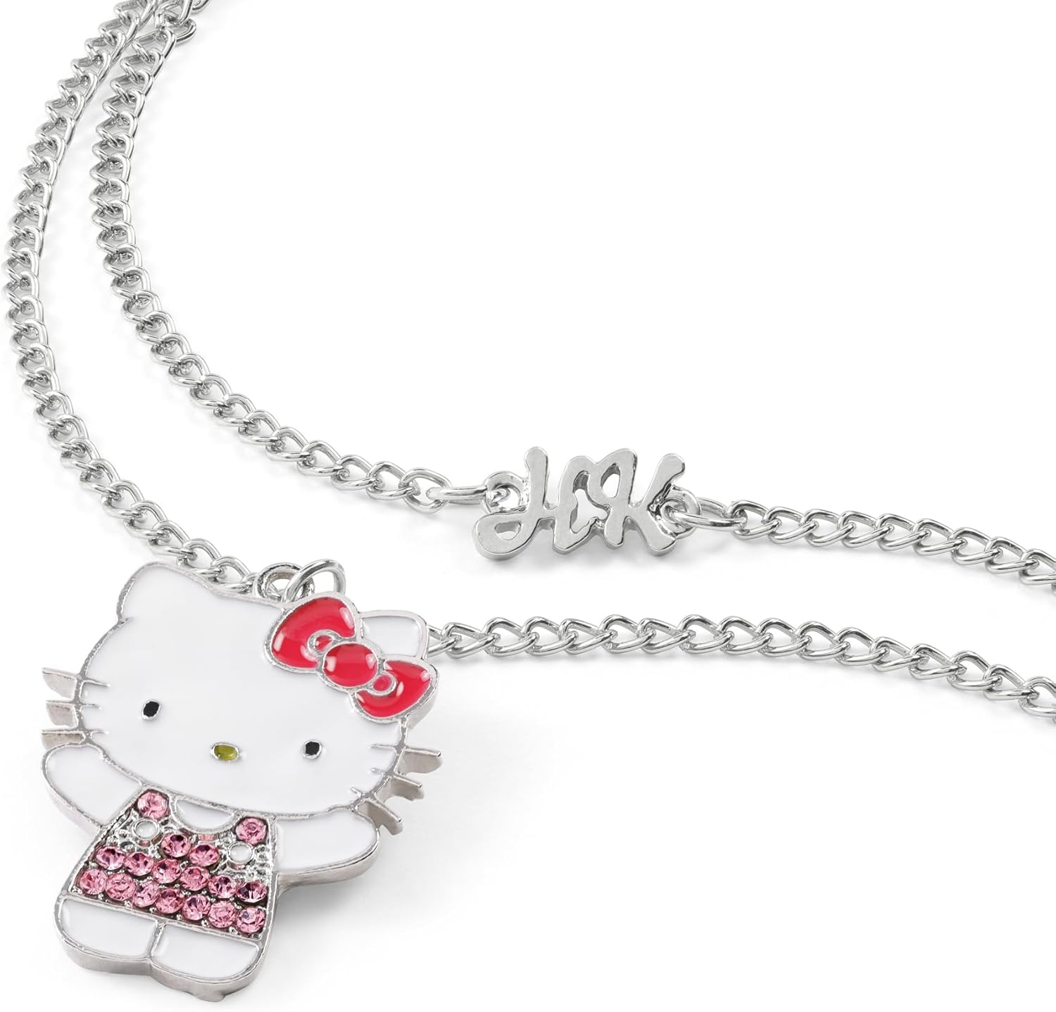 KIDS EUROSWAN Hello Kitty Mädchen-Halsketten-Set, versilbert, Cartoon-Anhänger, Einheitsgröße, Versilbert, Kein Edelstein
