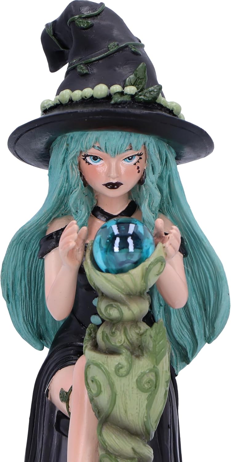 Nemesis Now Sage Sugar and Spice Figurine 17.5cm, Resin, Black/Green, Nature-Inspired Witch Crystal Ball Ornament, Ethereal Witch in Nature Figurine, Cast in the Finest Resin, Expertly Hand-Painted