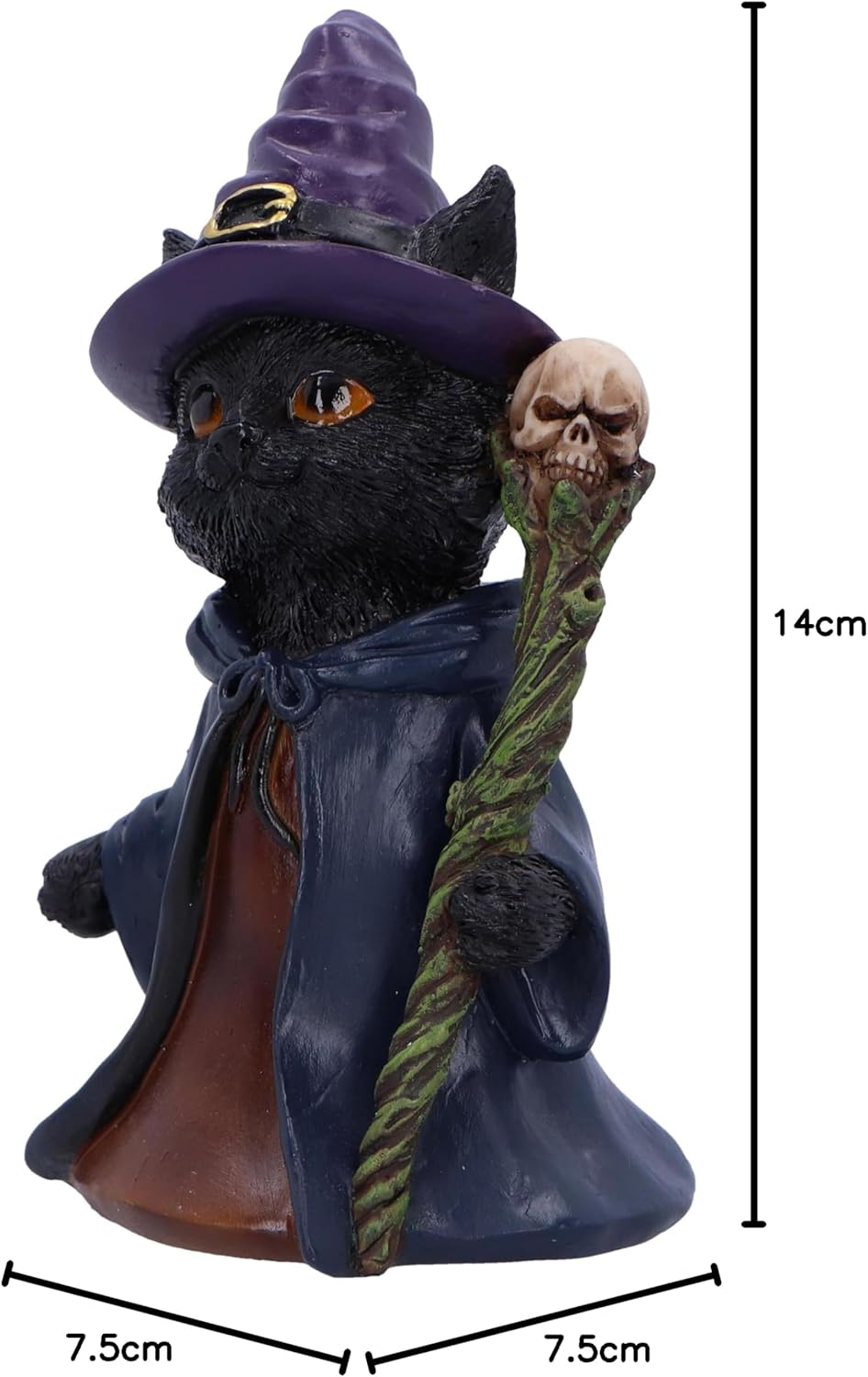Nemesis Now Whiskered Wizard 14cm, Resin, Black, Cat Figure, Black Cat Ornament, Collectable Cat Giftware, Cast in the Finest Resin, Expertly Hand-Painted