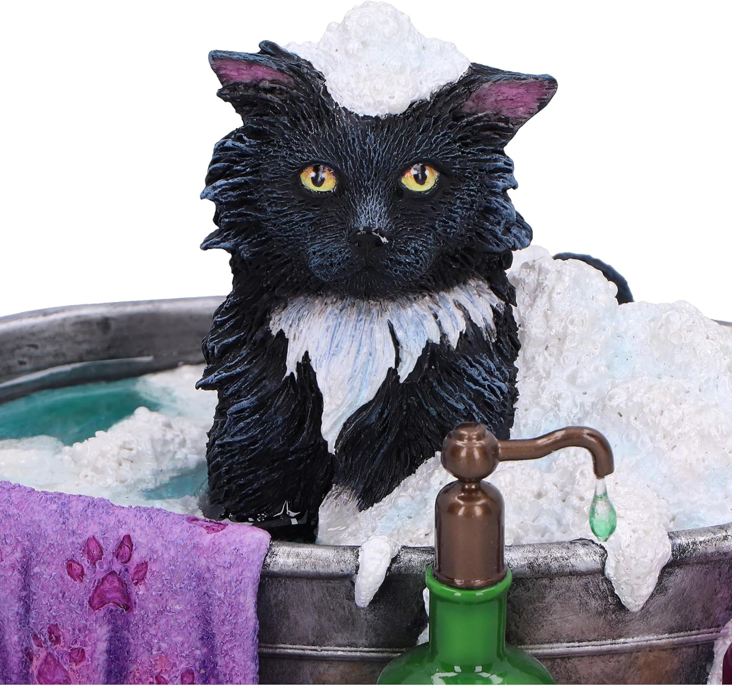 Nemesis Now Lisa Parker Bath Time Figurine 11cm, Resin, Inspired by Bath Time Artwork, Cat in Bath Tub Ornament, Lisa Parker Bathroom Decor, Cast in the Finest Resin, Expertly Hand-Painted