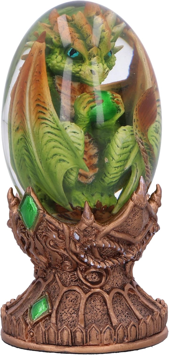 Nemesis Now Elemental Dragonlings - Earth Green Dragon Glass Egg Figurine, Resin, Green, Cast in the Finest Resin, Expertly Hand-Painted