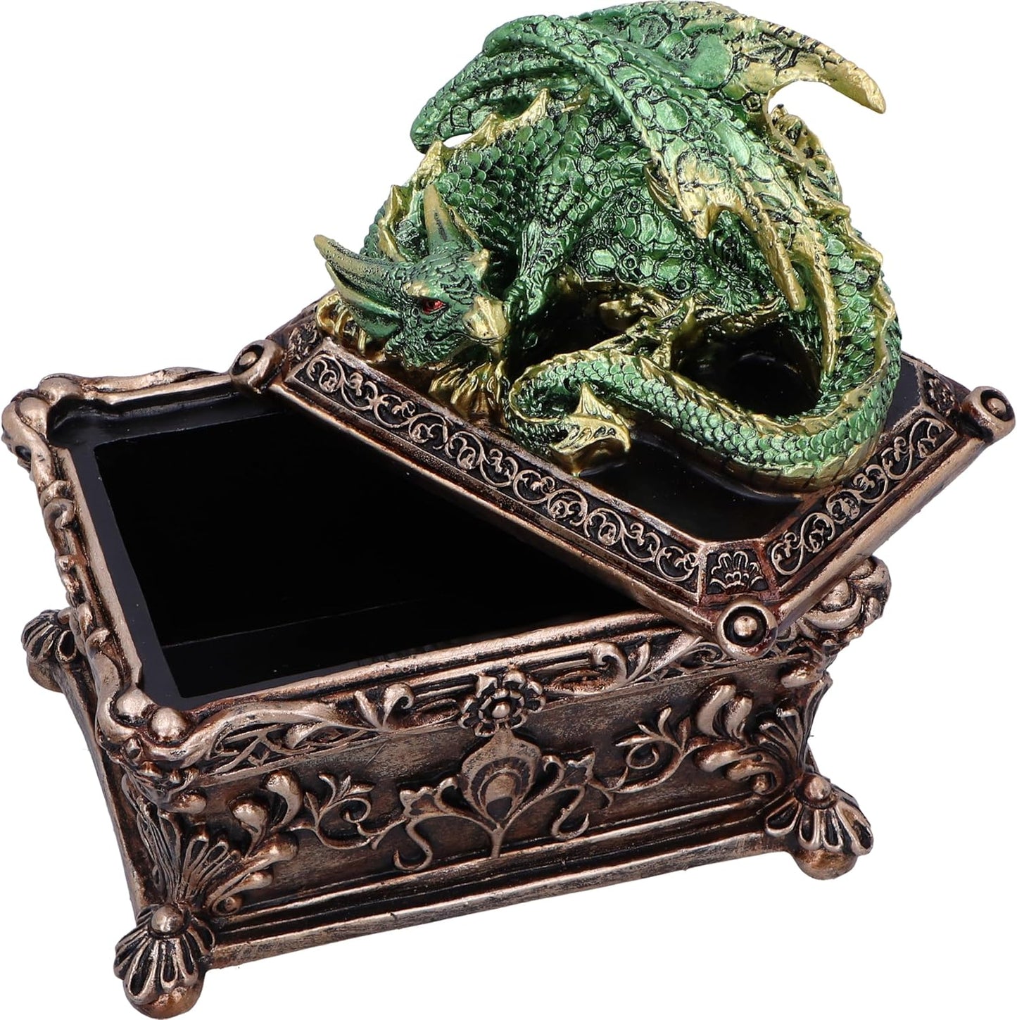 Nemesis Now Guardian of the Hoard Dragon on Box 13cm, Resin, Bronze, Cast in the Finest Resin, Expertly Hand-Painted