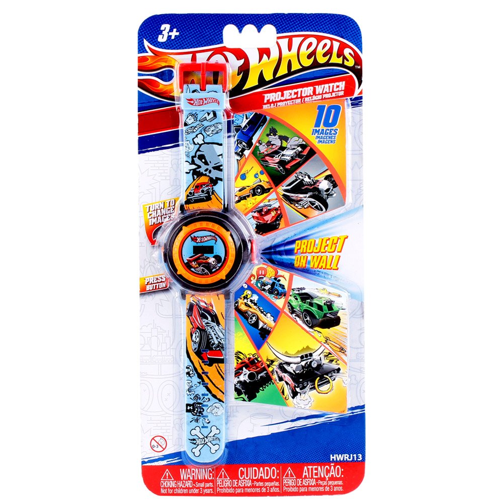 Hot Wheels Boys Watch - Digital Watch with 10 Different Images for Boys, Stocking Filler Gift for Birthday, Halloween, Christmas