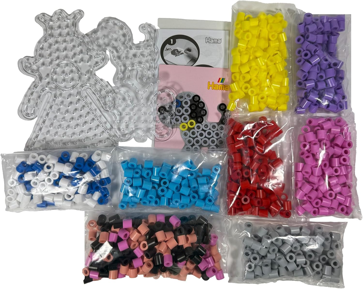 Hama Maxi Giant Gift Box | Approx. 900 Beads, 3 Transparent Pegboards, Colour Printed Design Sheet, Instructions & Ironing Paper