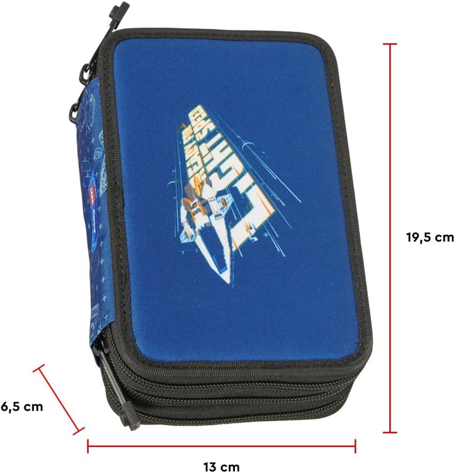 SKANDO BAGS Lego Ninjago Pencil Case, Stylish Writing Tool Organisation with Three Spacious Compartments, Secure Zips and Unique 1x1 Lego Details, Space Explorer, pencil case