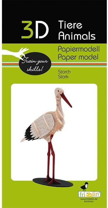 Fridolin 3D papieren model ooievaar