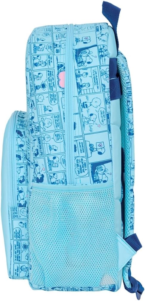 SNOOPY LOVE – School Backpack, Adaptable to Cart, Ideal for Children of Different Ages, Comfortable and Versatile, Quality and Resistance, light blue, M, Casual