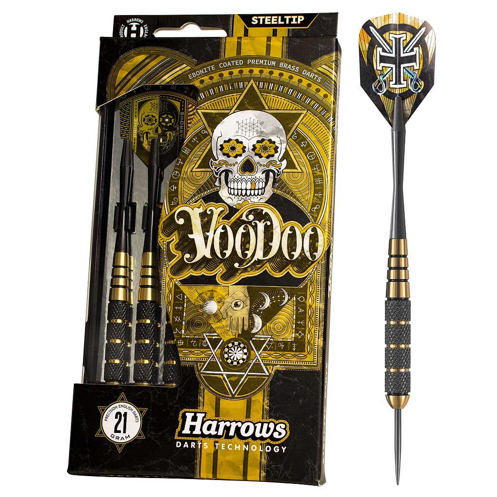 Harrows Voodoo Brass Steel Tip Darts Set 19g, 21g, 23g, 25g & 27g - Includes Speedline shafts, Marathon Gold Flights & Travel Case