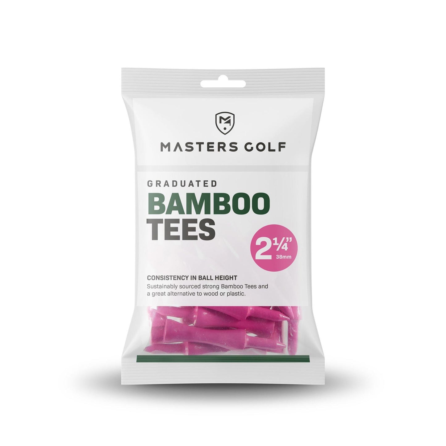 Masters Bamboo Graduated Tees (Bag of 20) 2 1/4" Pink 2 1/4" Pink