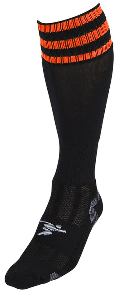 Precision 3 Stripe Pro Football Socks Junior J12-2 Black/Tangerine J12-2 Black/Tangerine