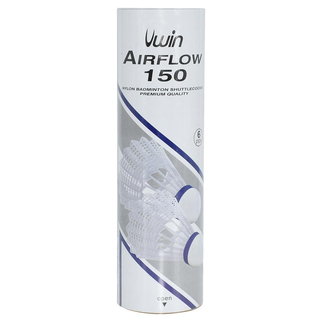 Uwin Airflow 150 Badminton Shuttlecocks (Tube of 6) Medium White Medium White