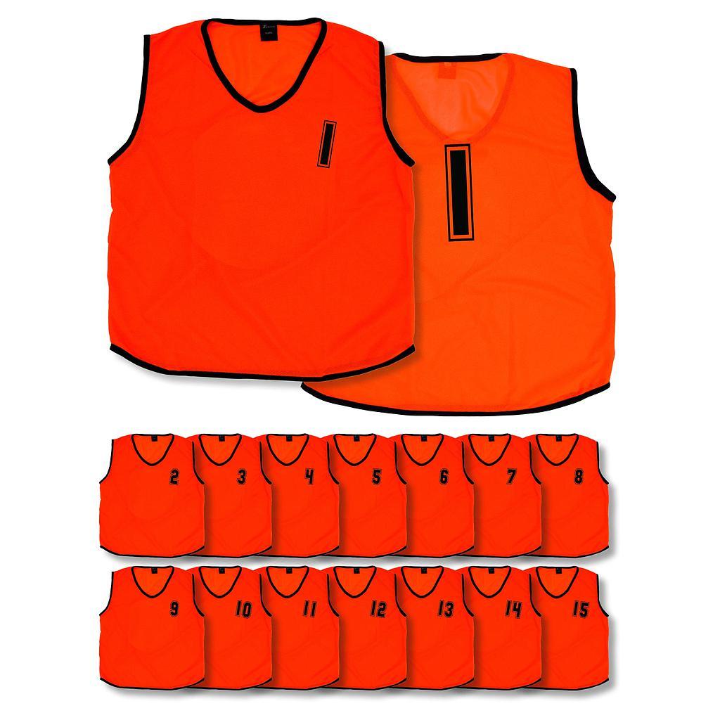 (Pack of 15) Mesh Numbered 1 - 15 Training Bibs (Youths, Adult) Adult Fluo Orange Adult Fluo Orange