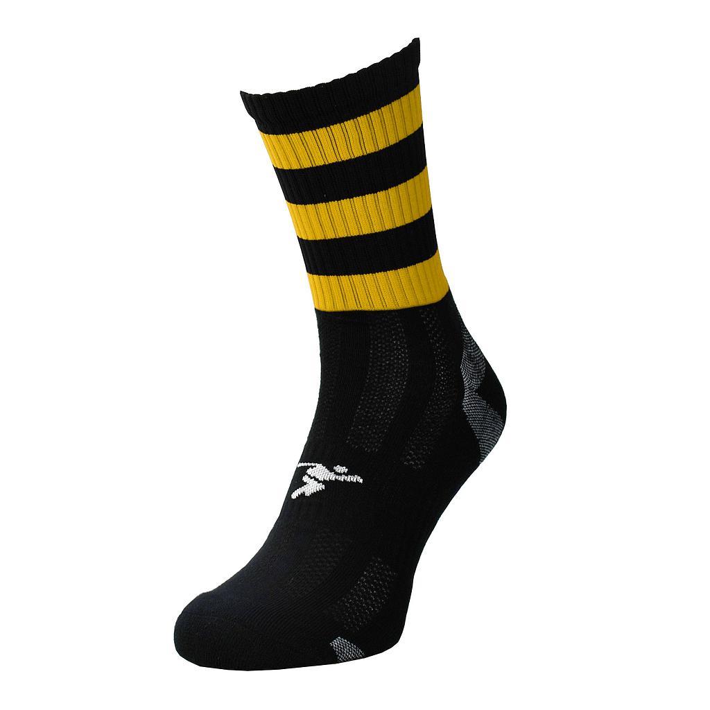 Precision Pro Hooped GAA Mid Socks Junior 3-6 Black/Amber 3-6 Black/Amber