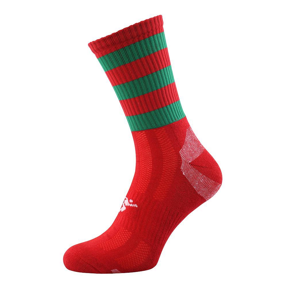 Precision Pro Hooped GAA Mid Socks Junior 3-6 Red/Green 3-6 Red/Green