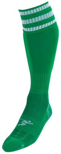 Precision 3 Stripe Pro Football Socks Junior 3-6 Green/White 3-6 Green/White
