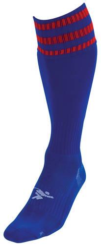 Precision 3 Stripe Pro Football Socks Adult 7-11 Royal/Red 7-11 Royal/Red