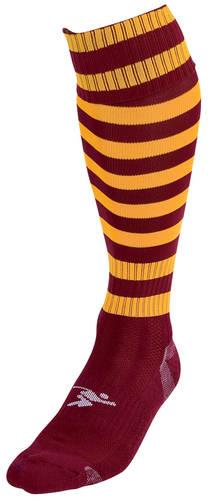 Precision Hooped Pro Football Socks Junior J12-2 Maroon/Amber J12-2 Maroon/Amber