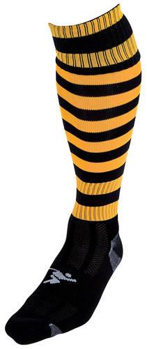 Precision Hooped Pro Football Socks Junior 3-6 Black/Amber 3-6 Black/Amber