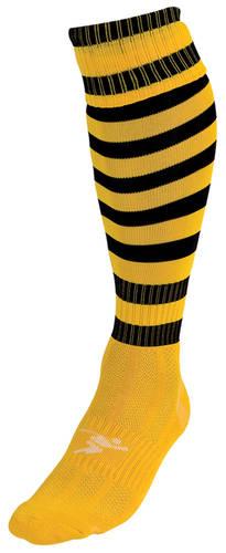 Precision Hooped Pro Football Socks Junior 3-6 Gold/Black 3-6 Gold/Black