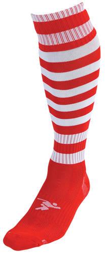 Precision Hooped Pro Football Socks Junior 3-6 Red/White 3-6 Red/White