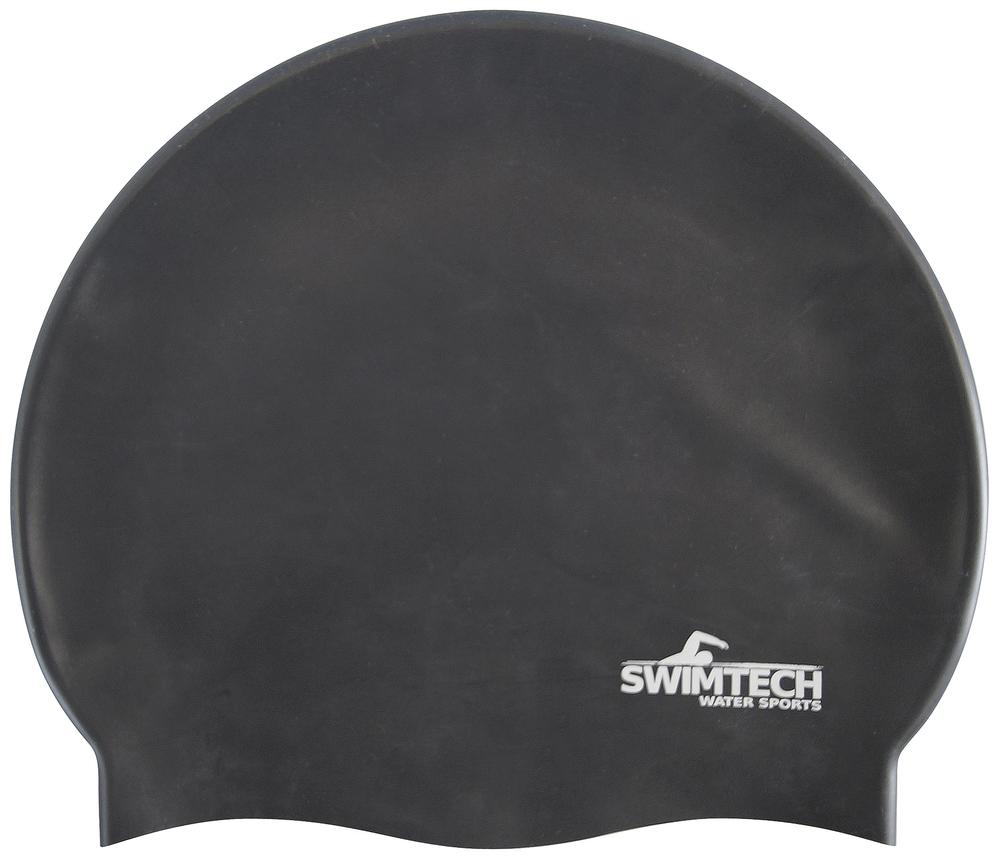 SwimTech Silicone Swim Cap Black Black