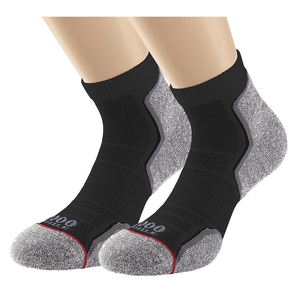 1000 Mile Run Anklet Men's (Twin Pack) (Recycled) Large Black/Grey Large Black/Grey