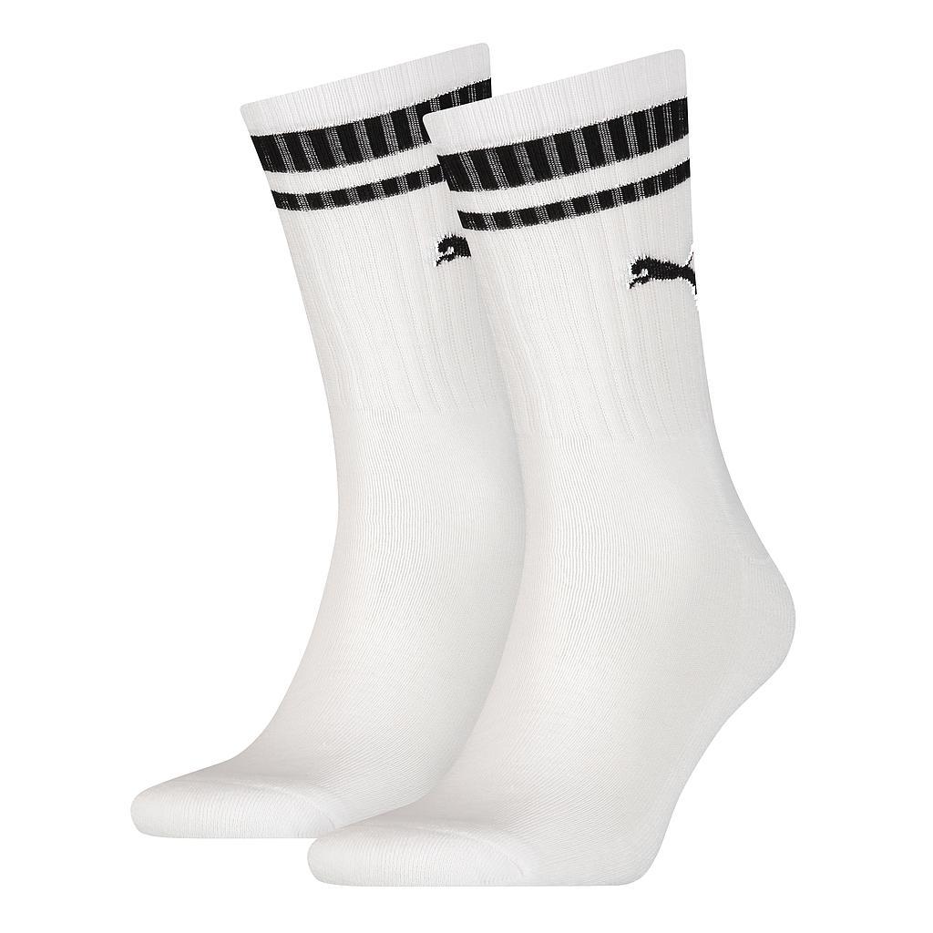 Puma Crew Heritage Stripe Sock (2 Pair) 6-8 White/Black 6-8 White/Black