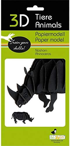 Fridolin GmbH 3D Papiermodell - Nashorn; b/h/t: ca. 11 × 6 × 3,5 cm (montiert
